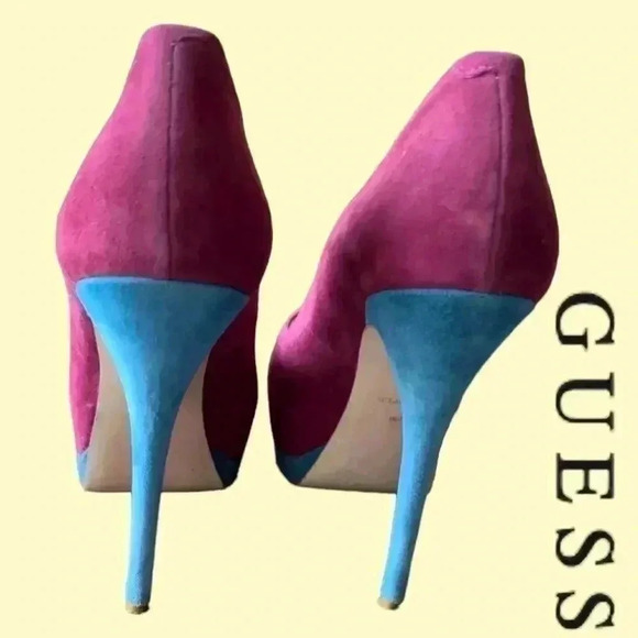 Guess  Colour Block Suede Heels - Picture 4 of 11